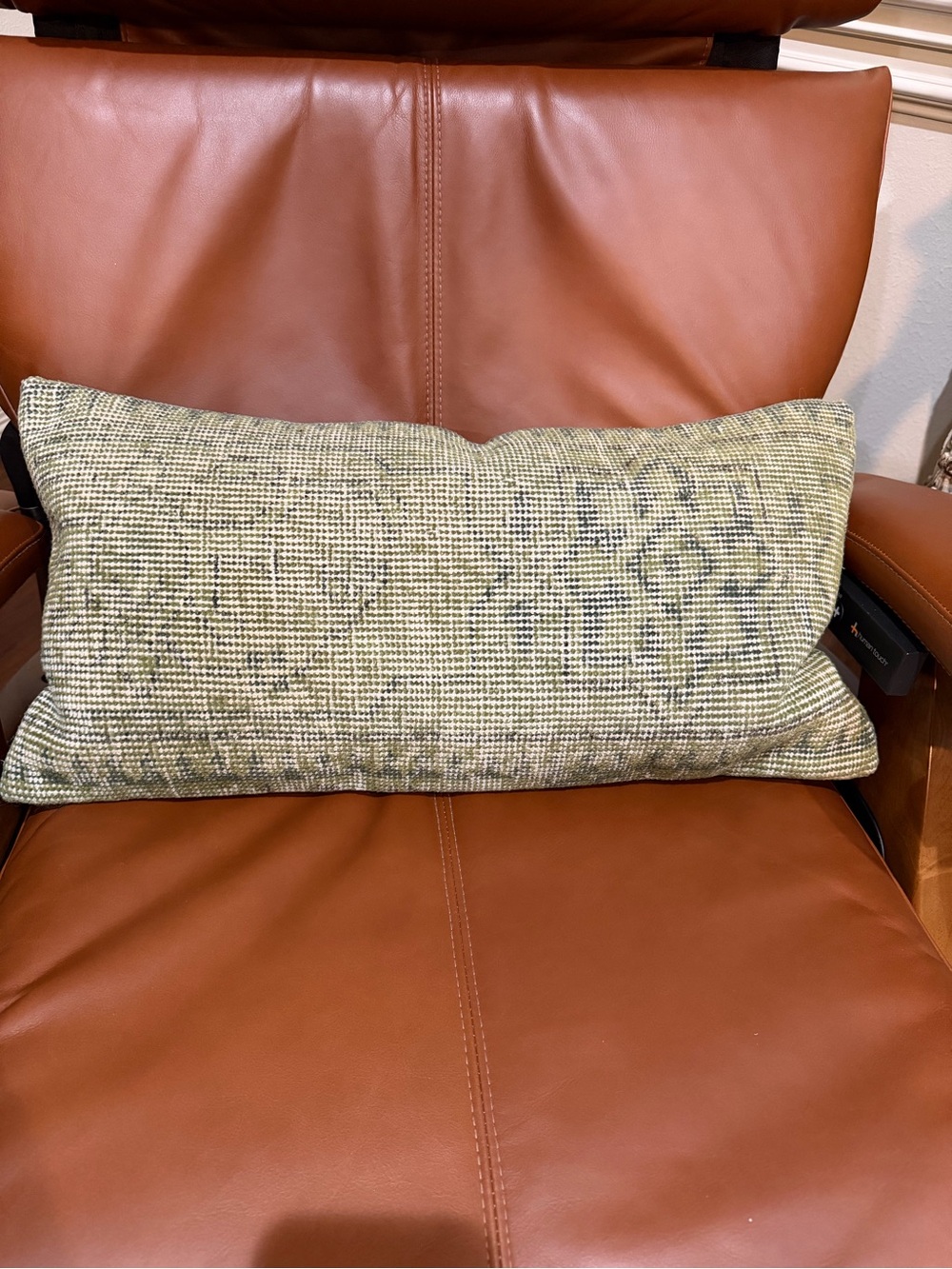 Turkish Rug Decorative Green Patterned Lumbar Pillow